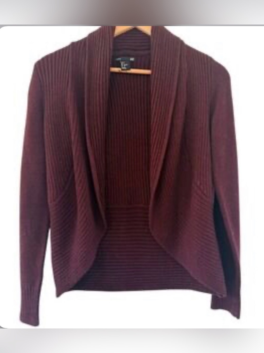 H&M Red Ribbed Open Front Cardigan Sweater Size Small